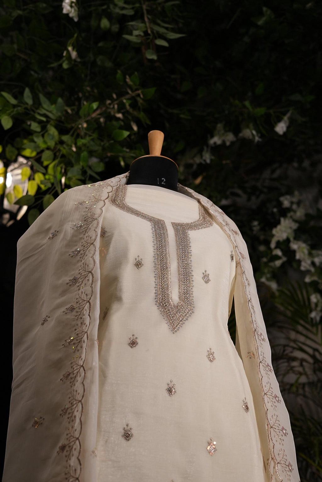 Elegant Off-White Punjabi Suit with Dupatta for MOM