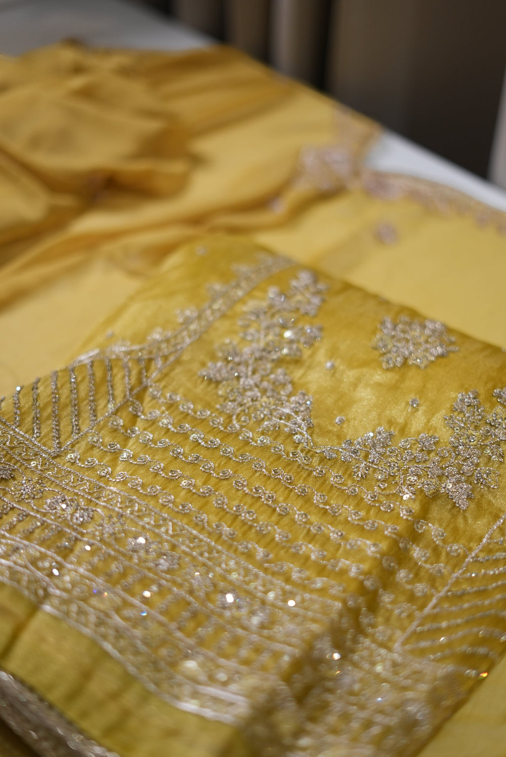 Elegant Mustard Yellow Punjabi Suit with Organza Dupatta for MOM